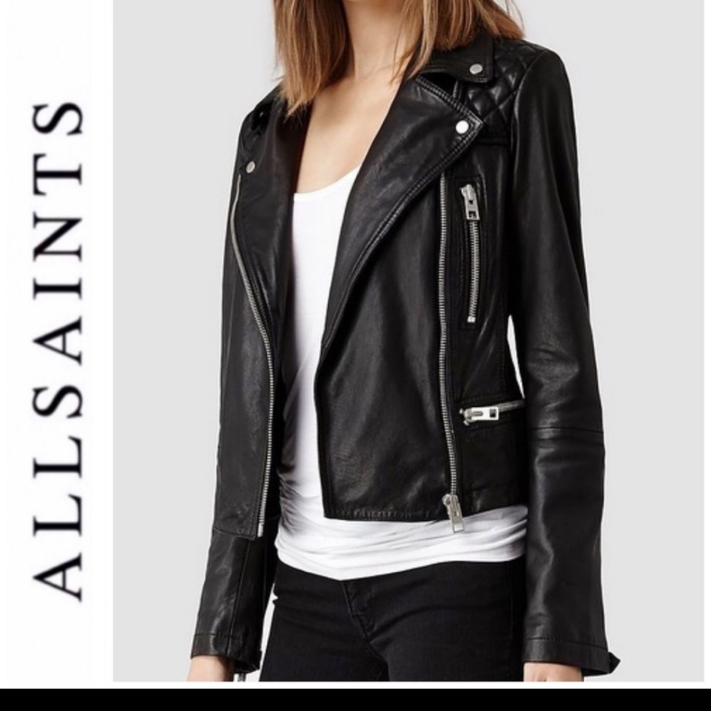 All Saints Black Leather Jacket 6